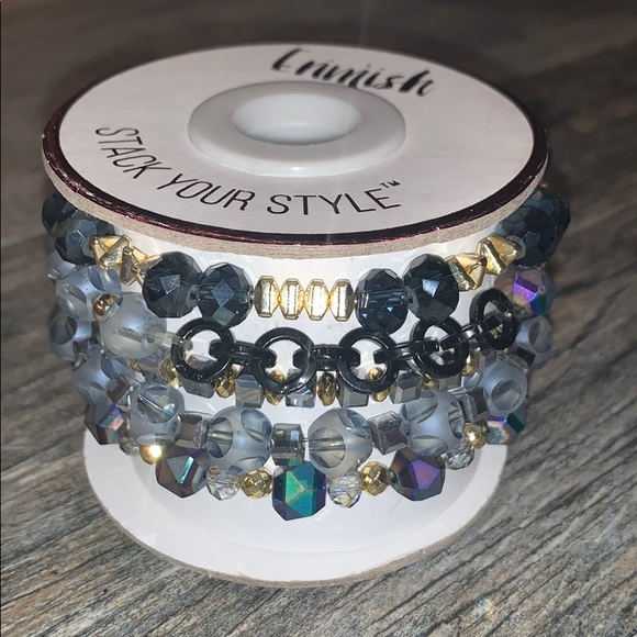 Blue black and gold bracelet stack - Picture 1 of 2